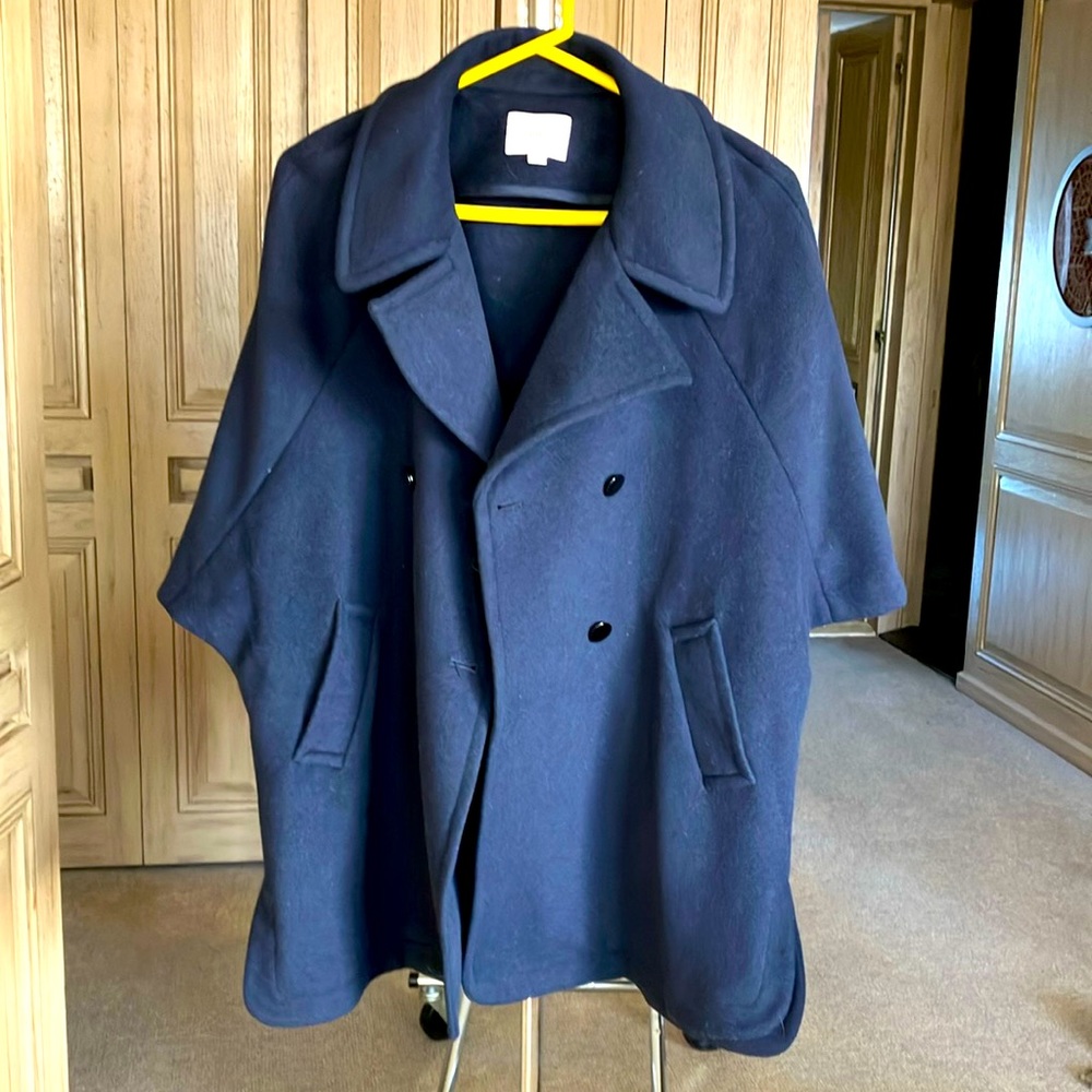 Navy wool cape/jacket - oversize xs